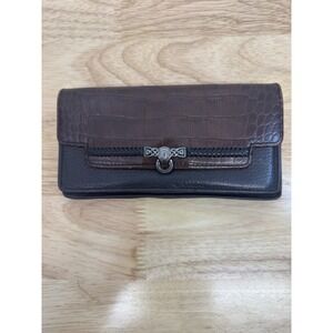 Brighton Bifold Clutch Wallet Black Pebbled Leather, 7.5 X‎ 4" #50